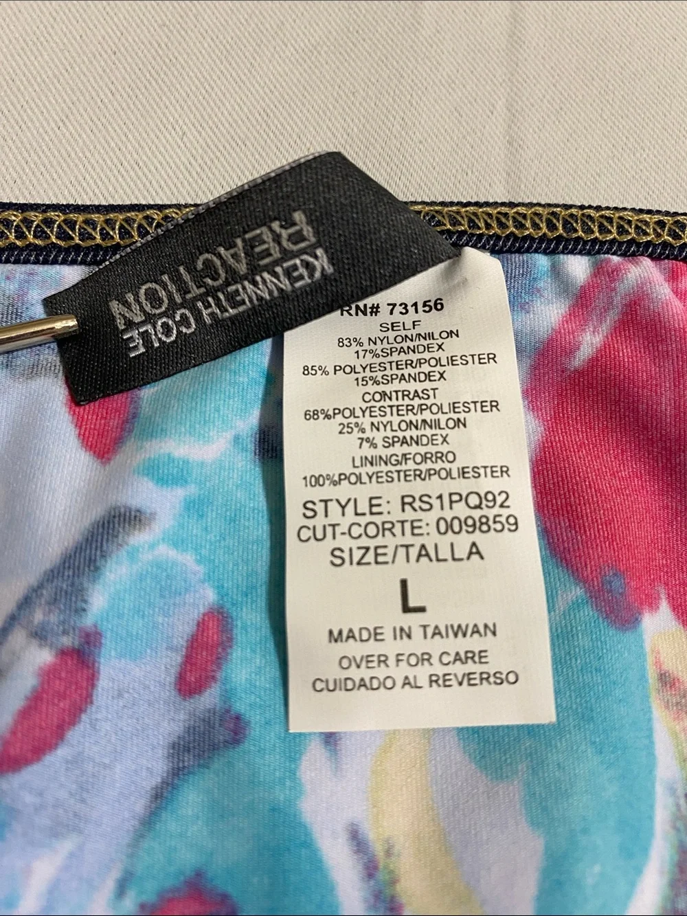KENNETH COLE REACTION Floral Print Skirted Bikini Bottom Women's Size L